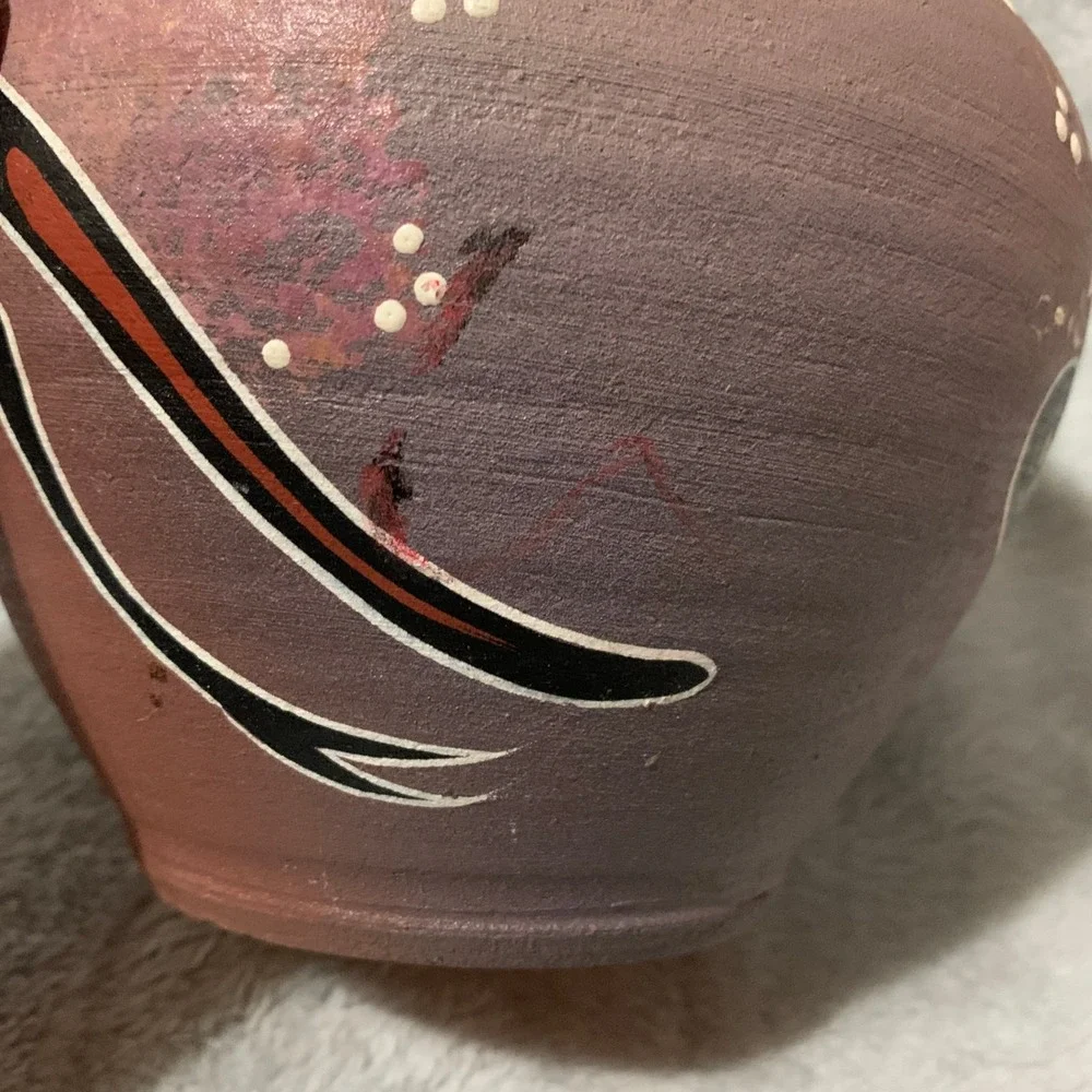K Lightfoot Hand Painted Pottery Vase Kangaroo Aboriginal Art Unique Collectible